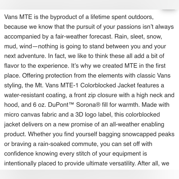 Vans Mt. Vans MTE-1 Colorblock Jacket *NWT*🧊 - Picture 4 of 11